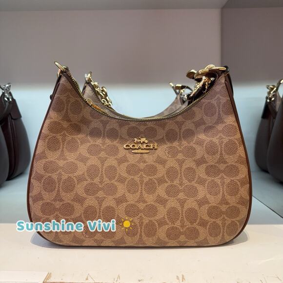 Coach Handbags - NWT Coach Teri Hobo Bag Signature Canvas/Gold/Tan/Brown CV940